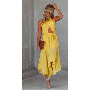 Size L Marisol Halter Cutout Dress in Yellow